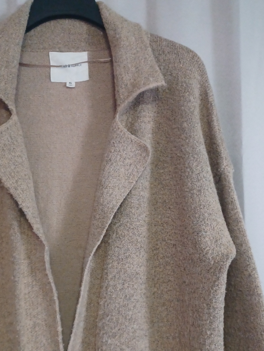 Thread & Supply Vita Oatmeal Boucle Open Front Cardigan Jacket Size XL Coatigan - Picture 5 of 15